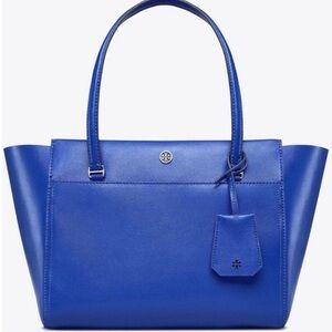 Tory Burch Blue Leather Parker Tote Bag